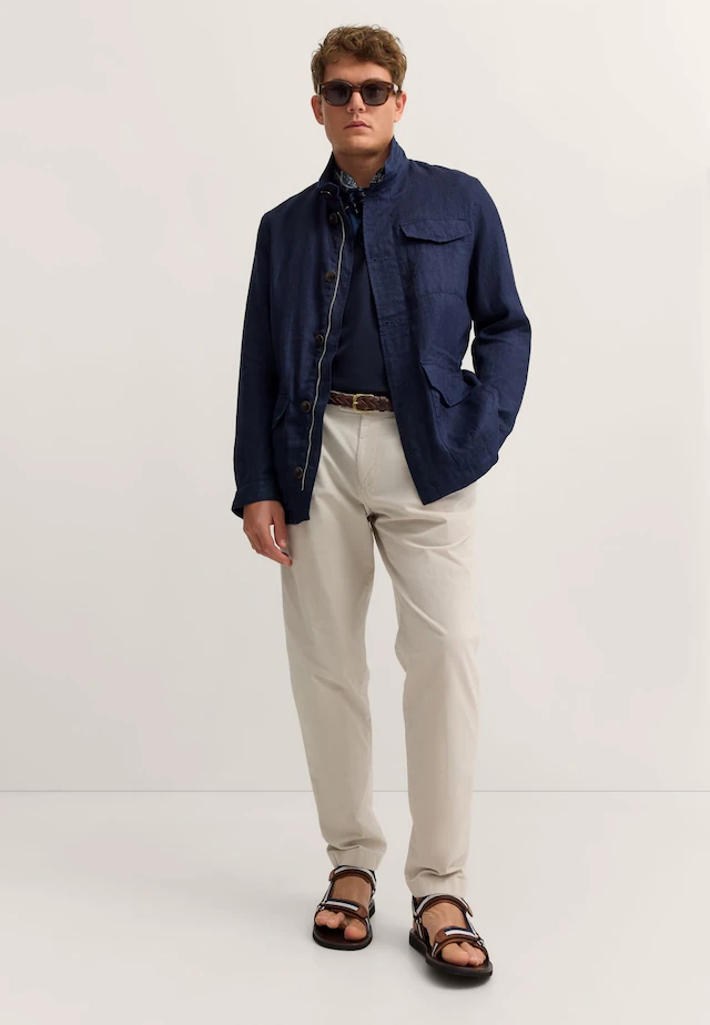bugatti Kurzjacke »Regular Fit« Pure linen mit Stehkragen