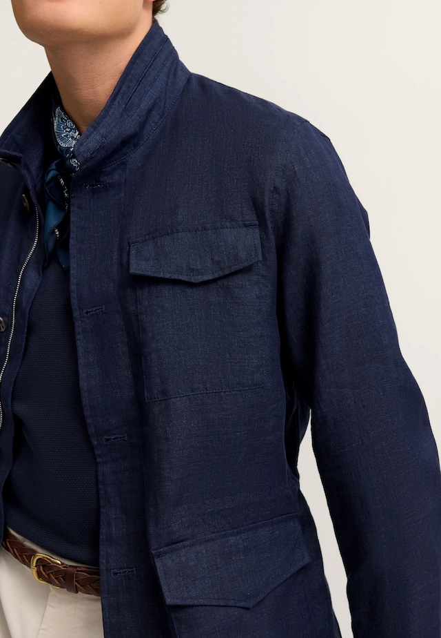 bugatti Kurzjacke »Regular Fit« Pure linen mit Stehkragen