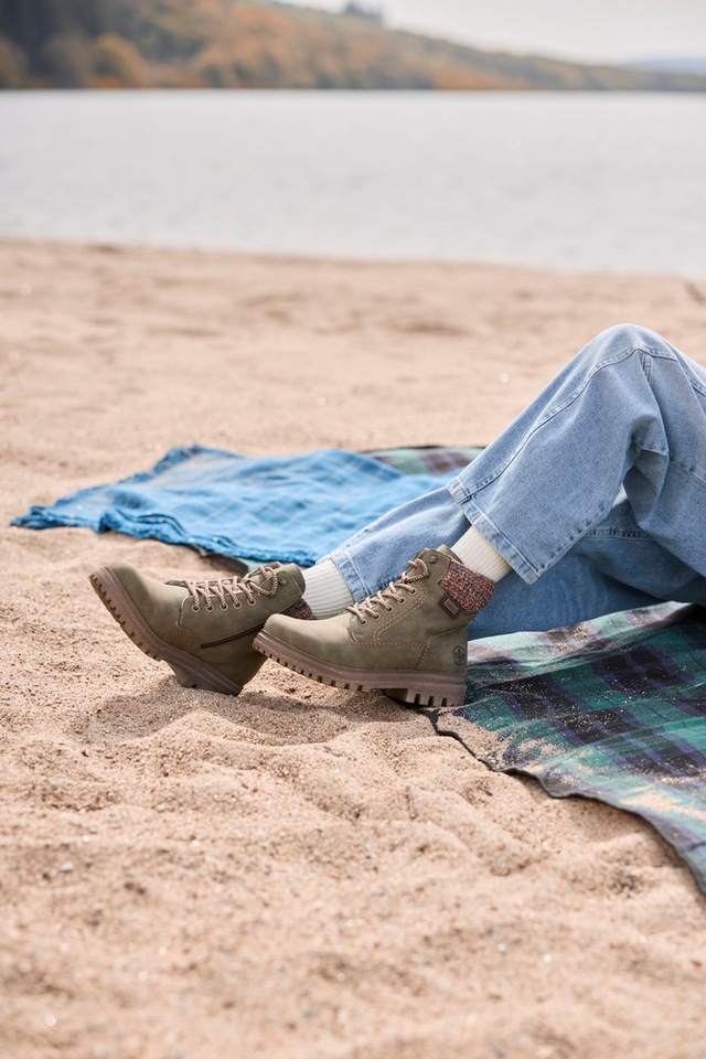 Rieker Winterboots Schnürboots, Schnürstiefelette mit Strickrand