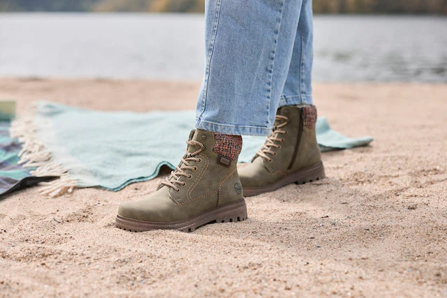 Rieker Winterboots Schnürboots, Schnürstiefelette mit Strickrand