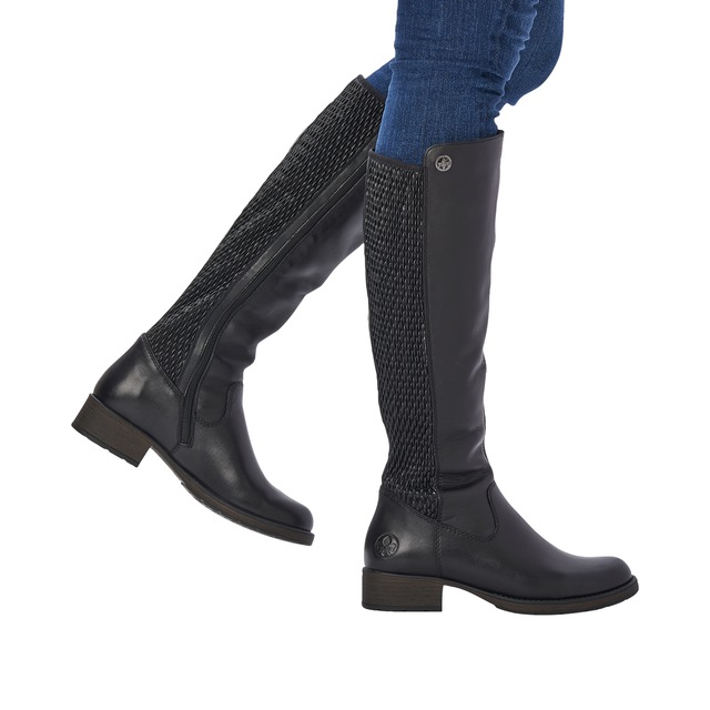 Rieker Stiefel Langschaftstiefel mit Stretch am Schaft, Blockabsatz