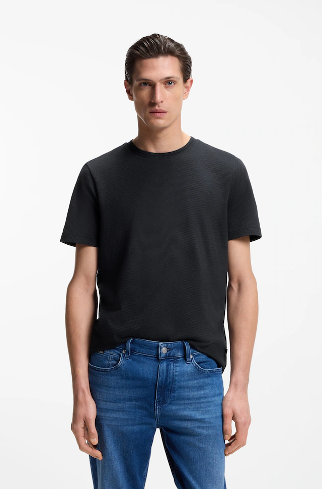 BOSS T-Shirt »Tiburt« mit Jacquard-Struktur, regular fit