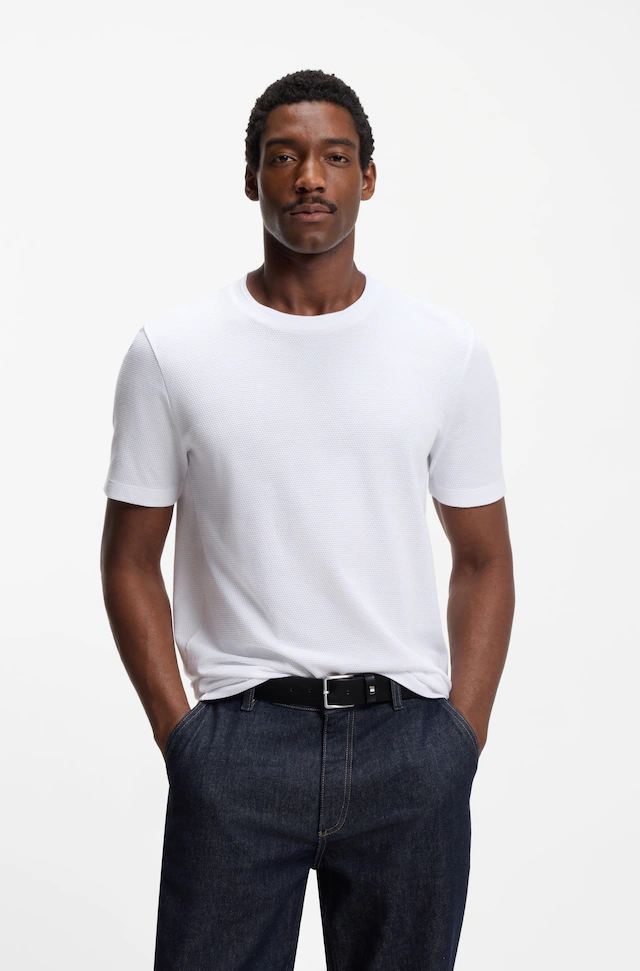 BOSS T-Shirt »Tiburt« mit Jacquard-Struktur, regular fit