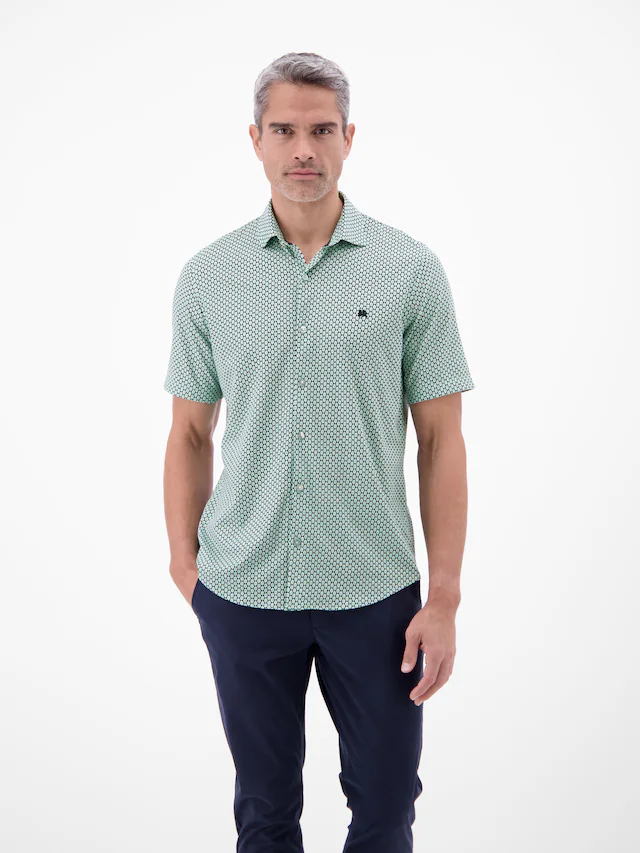 LERROS Kurzarmhemd »1/2 Hemd mit Minimalprint, 100 % Baumwolle«