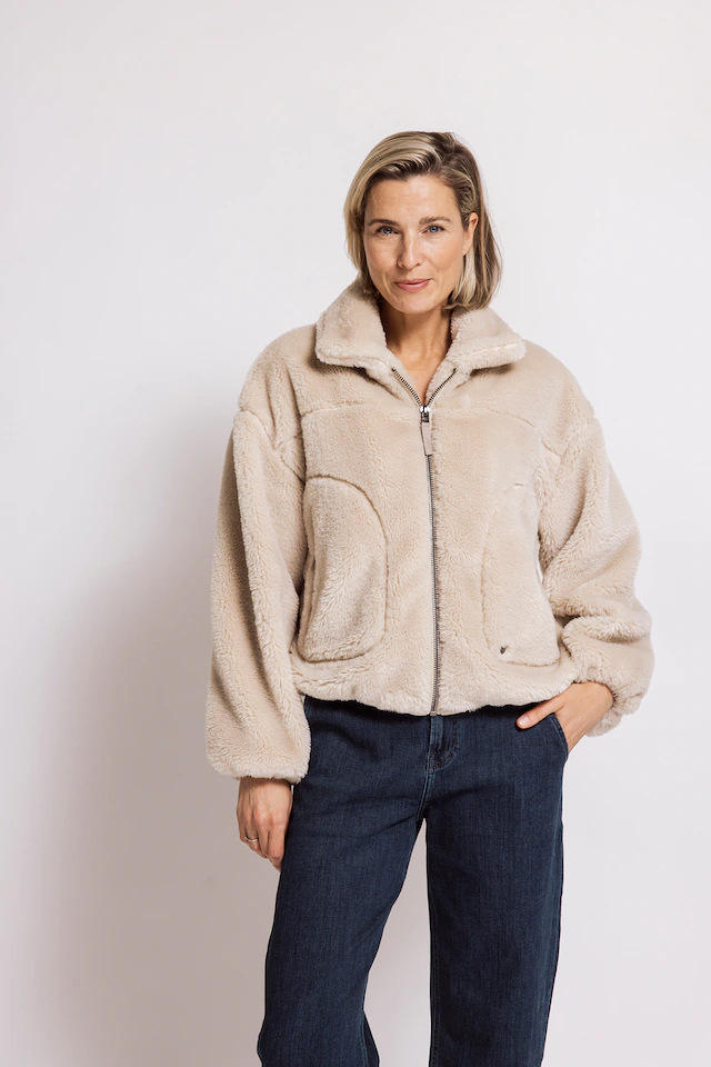Zhrill Jackenblazer »APRIL« Fellimitatjacke / Kuscheljacke / mit Stehkragen und Reißverschluss
