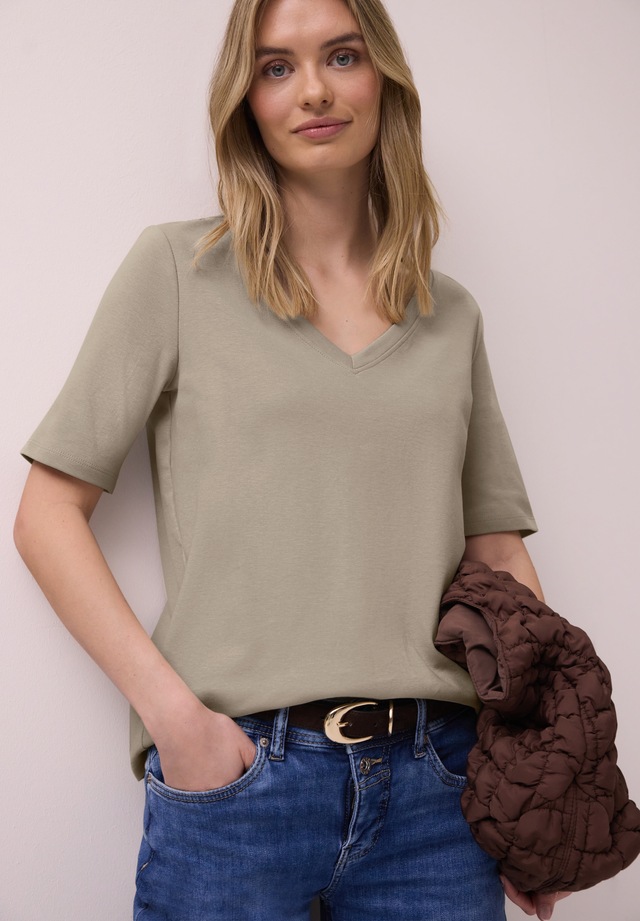STREET ONE V-Shirt aus reiner Baumwolle