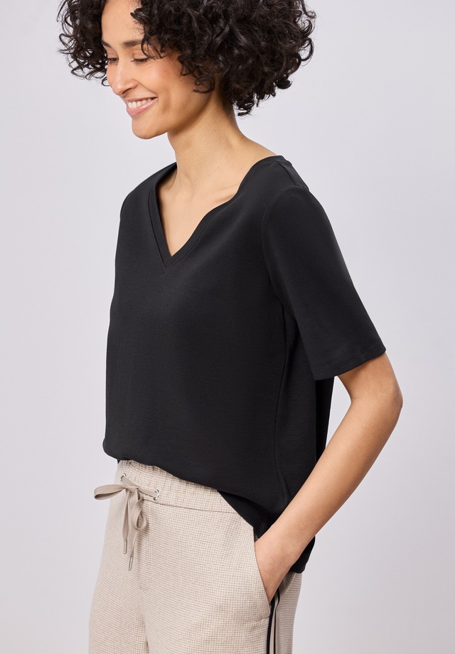 STREET ONE V-Shirt aus reiner Baumwolle