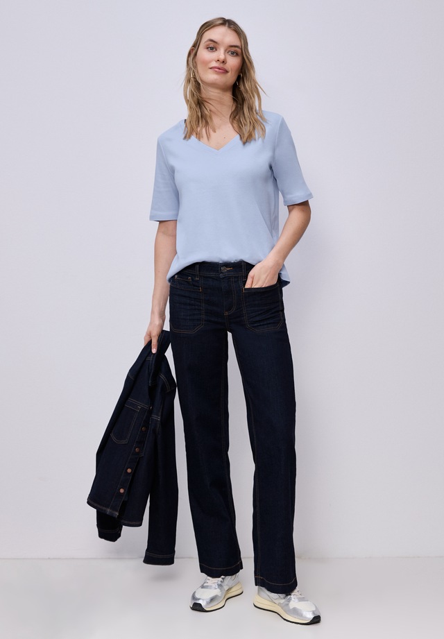 STREET ONE V-Shirt aus reiner Baumwolle