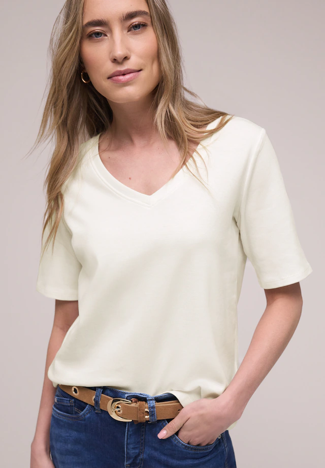 STREET ONE V-Shirt aus reiner Baumwolle