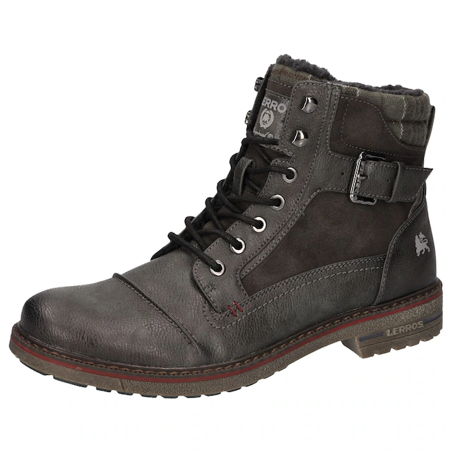 LERROS Winterboots Workerboots, Schnürboots mit gepolstertem Karo-Schaftrand
