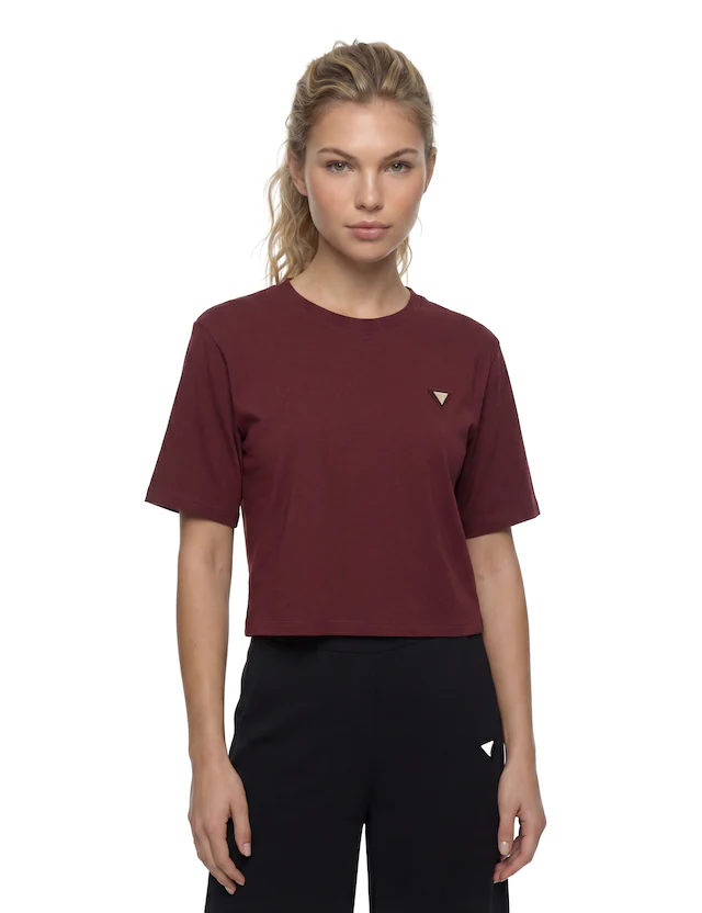 Guess T-Shirt »COLETTE BOXY T-SHIRT« mit Logo-Applikation, Baumwolle