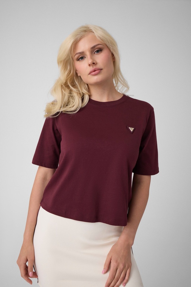Guess T-Shirt »COLETTE BOXY T-SHIRT« mit Logo-Applikation, Baumwolle