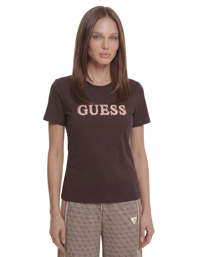 Guess T-Shirt »FAUSTA CN SS T-SHIRT« mit Logoschriftzug, Regular Fit