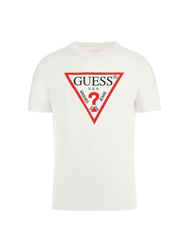 Guess T-Shirt »ORIGINAL LOGO« Rundhalsausschnitt, Slim Fit, reine Baumwolle