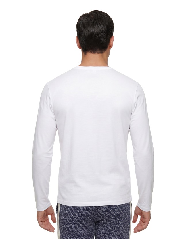 Guess Langarmshirt Rundhalsausschnitt, Bamwoll-Mix, Logodrck