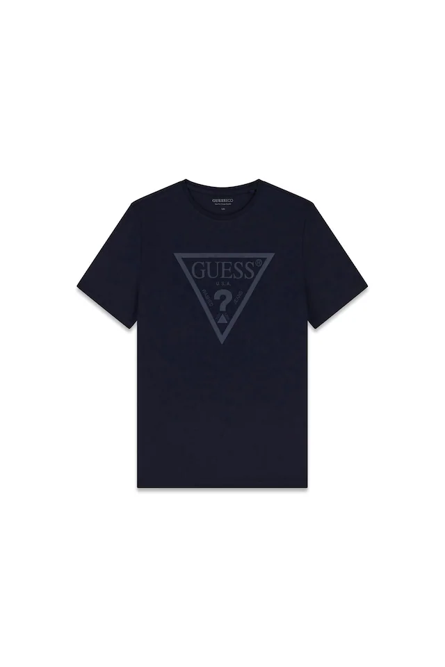 Guess T-Shirt »CN SS CORE TRIANGLE LOGO TEE« Rundhalsausschnitt, Slim Fit, reine Baumwolle