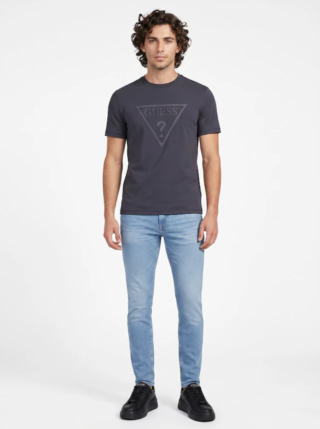 Guess T-Shirt »CN SS CORE TRIANGLE LOGO TEE« Rundhalsausschnitt, Slim Fit, reine Baumwolle