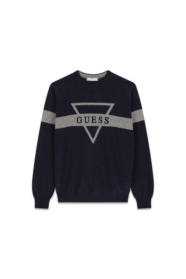 Guess Strickpullover mit Seide und Wolle, Regular Fit, Jacquard-Logo