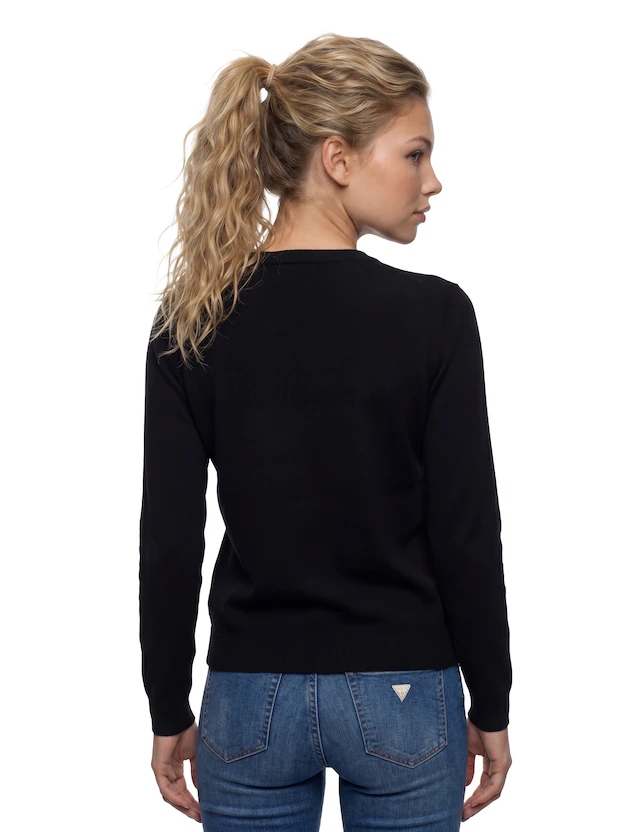 Guess Strickpullover reine Wolle, Regular Fit, Rundhalsausschnitt