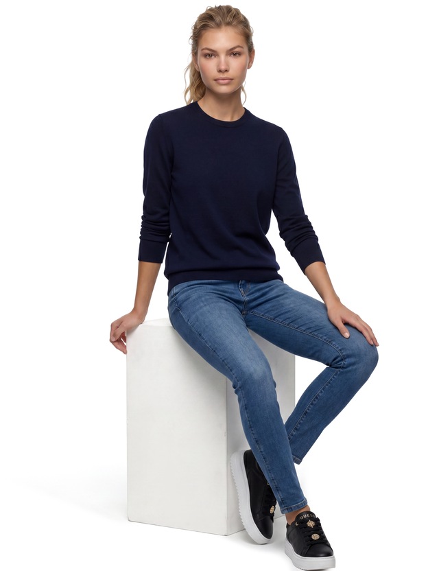 Guess Strickpullover reine Wolle, Regular Fit, Rundhalsausschnitt