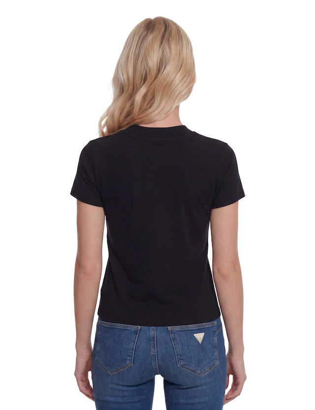 Guess T-Shirt »SS MOCK NECK ALL OVER 4G TEE« mit Strassbesatz, Slim Fit
