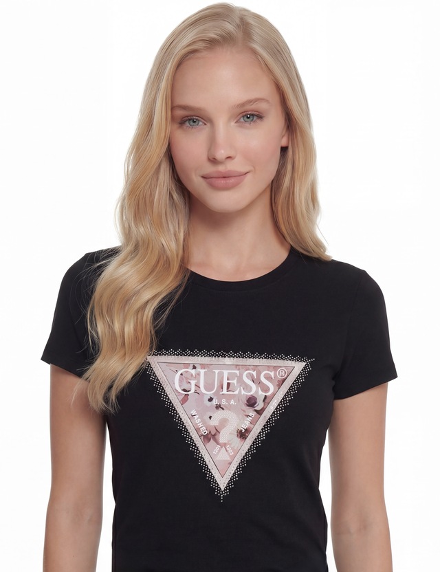 Guess T-Shirt »SS CN COSMOS CANVAS TRIANGLE T« mit Dreieckslogo, Slim Fit