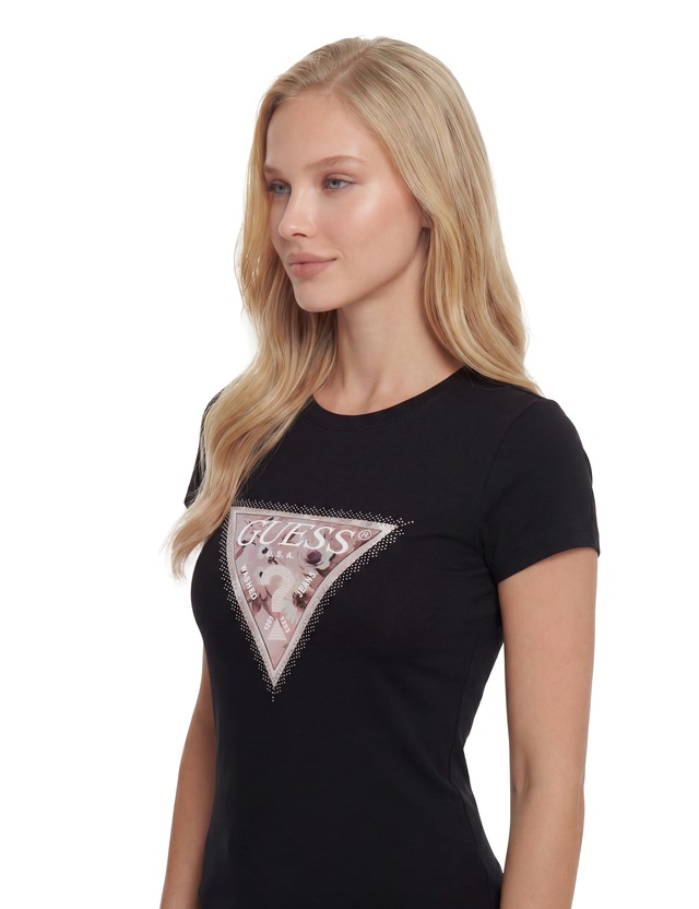 Guess T-Shirt »SS CN COSMOS CANVAS TRIANGLE T« mit Dreieckslogo, Slim Fit
