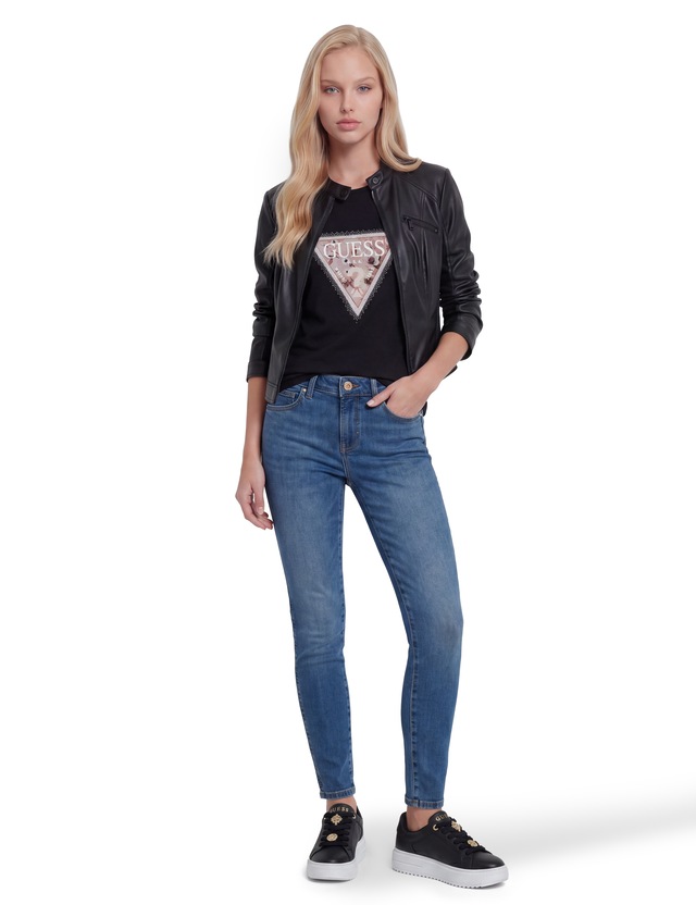 Guess T-Shirt »SS CN COSMOS CANVAS TRIANGLE T« mit Dreieckslogo, Slim Fit