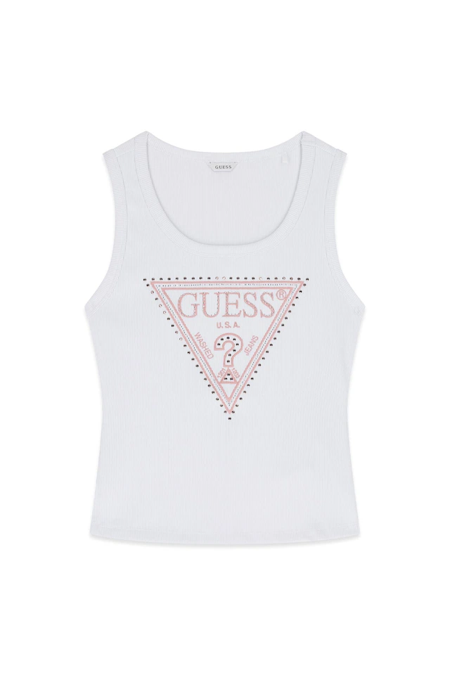 Guess Ripptanktop »SL SAVINA TRIANGLE LOGO TANK« mit Schmucksteinbesatz
