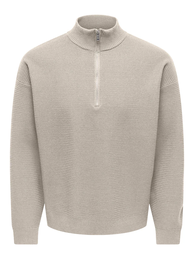 ONLY & SONS Troyer »ONSCARTER REG JAQUARD 1/2 ZIP OTL« Viskosemischung, regular fit