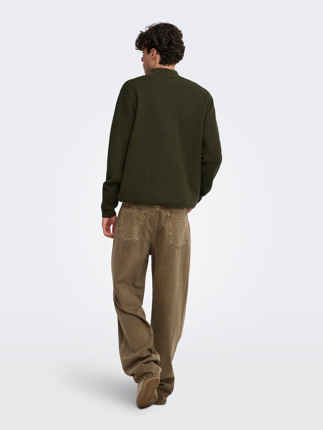ONLY & SONS Troyer »ONSCARTER REG JAQUARD 1/2 ZIP OTL« Viskosemischung, regular fit