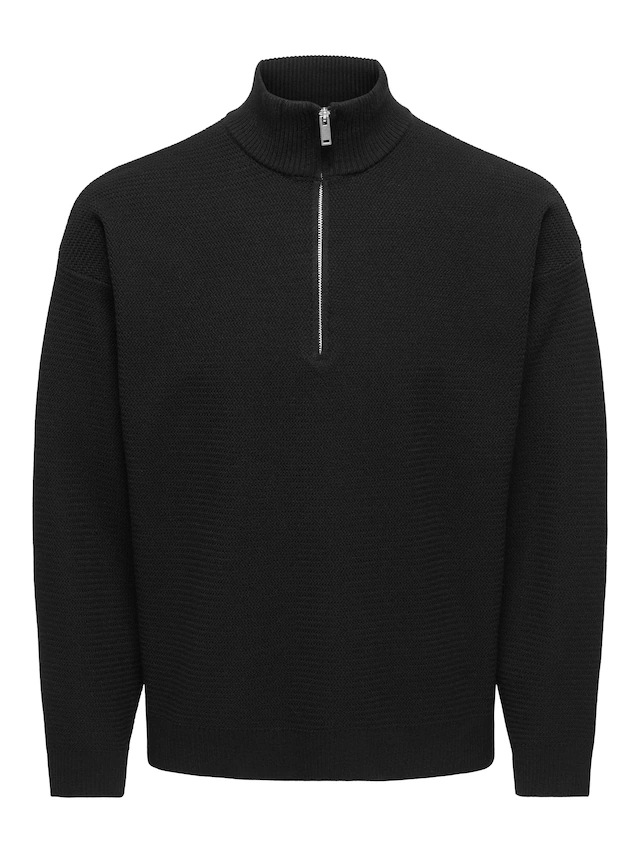ONLY & SONS Troyer »ONSCARTER REG JAQUARD 1/2 ZIP OTL« Viskosemischung, regular fit
