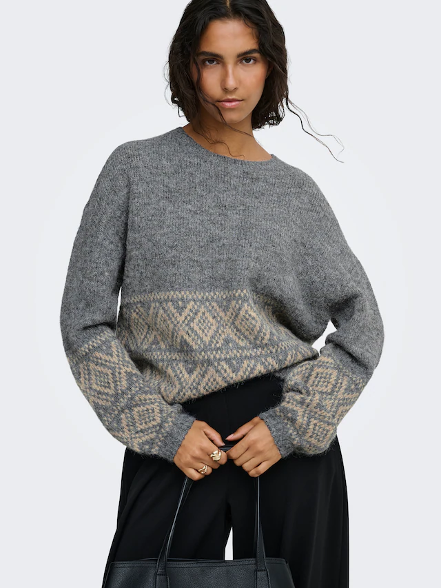 JDY Strickpullover »JDYDINA L/S ON FAROE ISLAND PULLOVE KNT« Materialmix