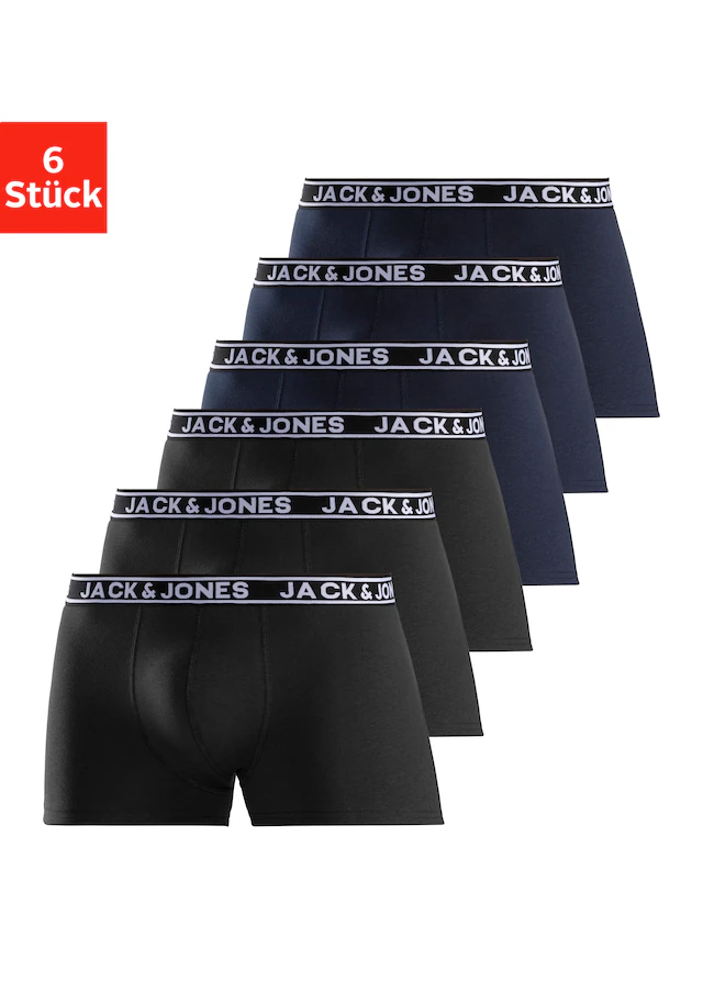 Jack & Jones Trunk »JACCRISP im 6er Pack mit Logobund und Stretchkomfort« Packung, 6 Stk. unifarben mit Farbeinsatz, modisch, eng anliegend, Baumwollmischung