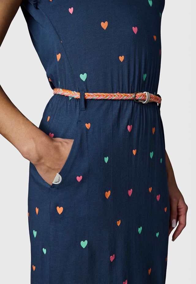 Ragwear Shirtkleid »Lilithe Hearts YOUMODO« Eingrifftaschen Sommerkleid mit Herzchen-Print und Flechtgürtel