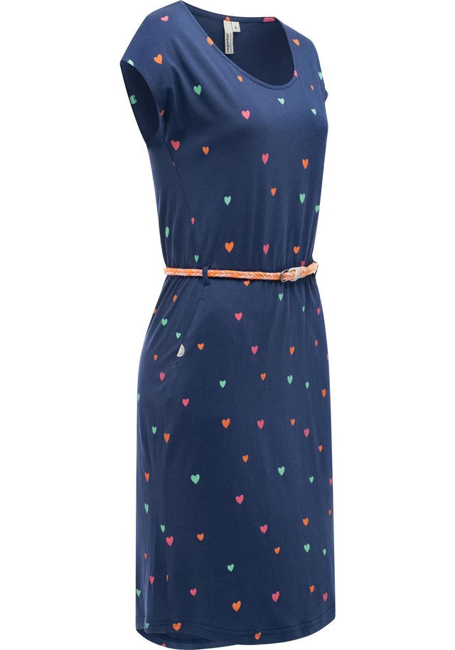 Ragwear Shirtkleid »Lilithe Hearts YOUMODO« Eingrifftaschen Sommerkleid mit Herzchen-Print und Flechtgürtel