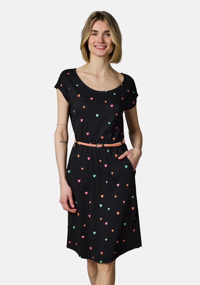 Ragwear Shirtkleid »Lilithe Hearts YOUMODO« Eingrifftaschen Sommerkleid mit Herzchen-Print und Flechtgürtel