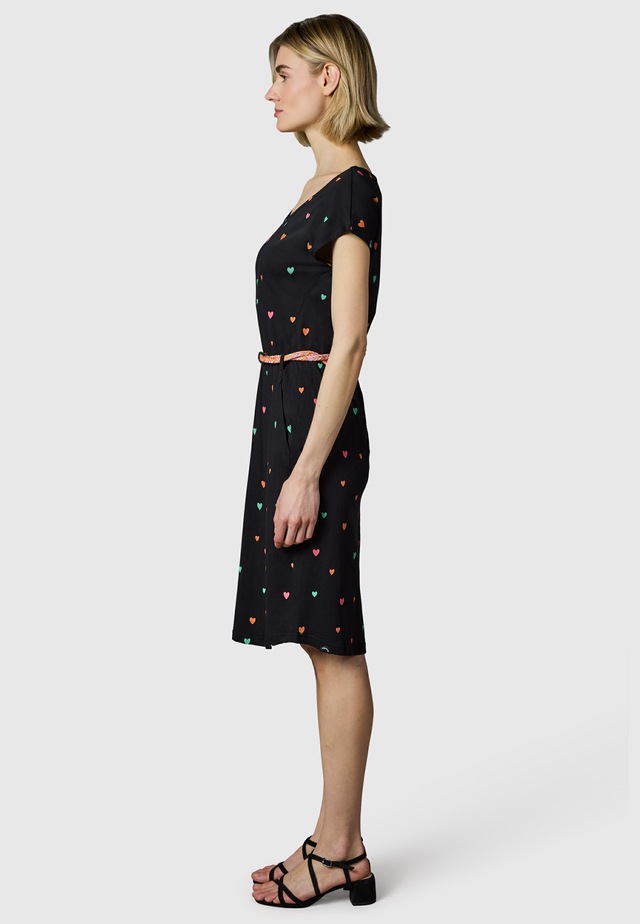 Ragwear Shirtkleid »Lilithe Hearts YOUMODO« Eingrifftaschen Sommerkleid mit Herzchen-Print und Flechtgürtel