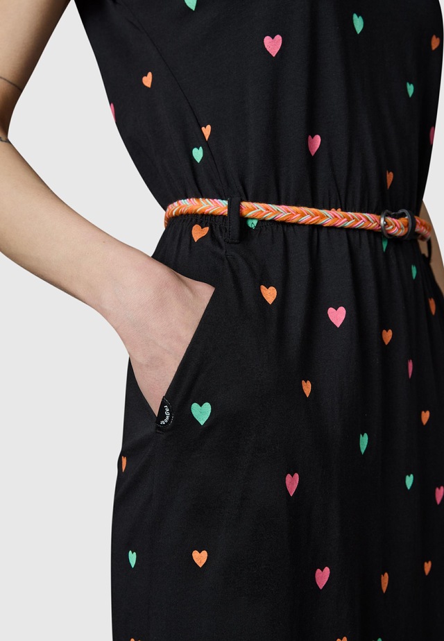 Ragwear Shirtkleid »Lilithe Hearts YOUMODO« Eingrifftaschen Sommerkleid mit Herzchen-Print und Flechtgürtel