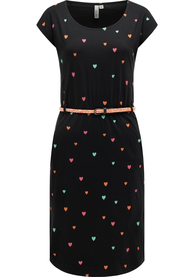 Ragwear Shirtkleid »Lilithe Hearts YOUMODO« Eingrifftaschen Sommerkleid mit Herzchen-Print und Flechtgürtel