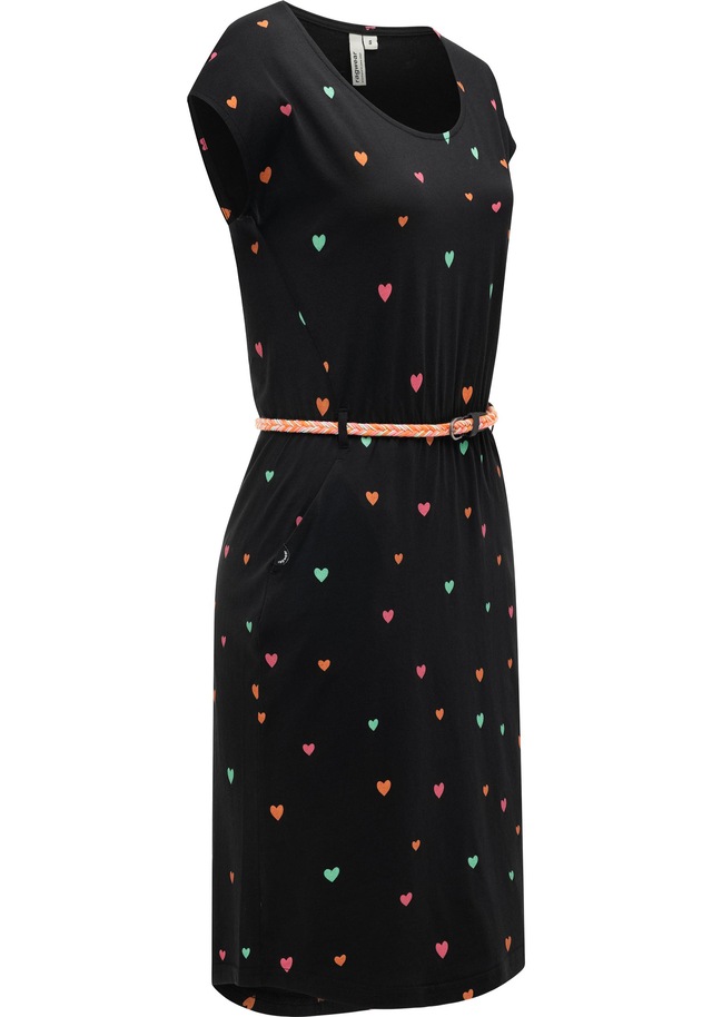 Ragwear Shirtkleid »Lilithe Hearts YOUMODO« Eingrifftaschen Sommerkleid mit Herzchen-Print und Flechtgürtel