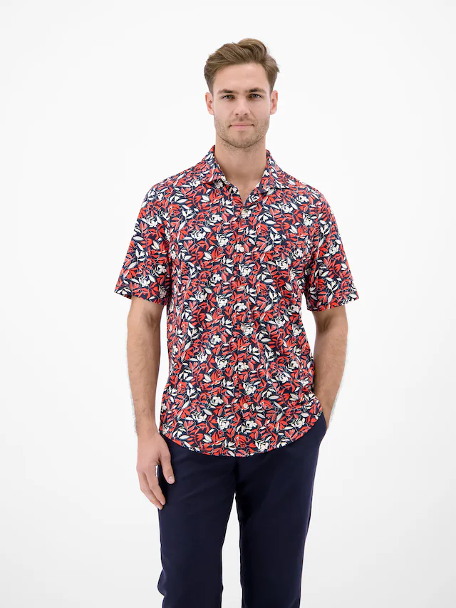 LERROS Kurzarmhemd »1/2 Hemd aus 100 % Baumwolle, floral bedruckt«