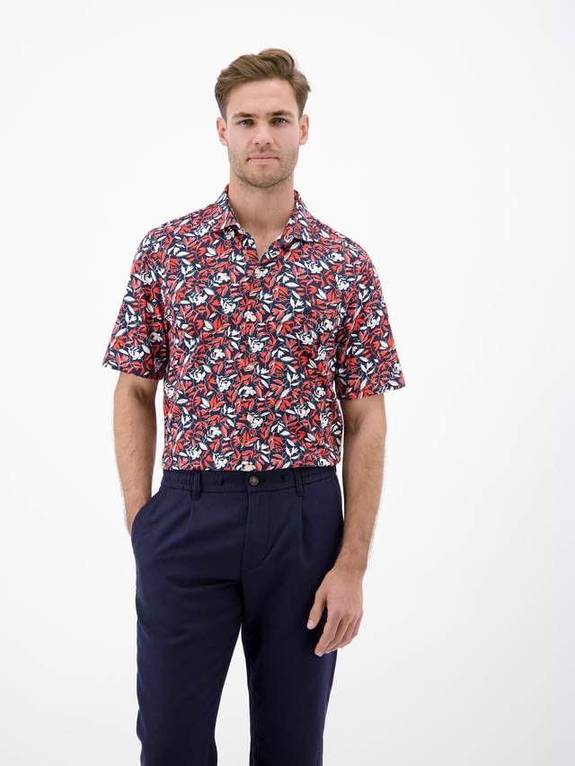 LERROS Kurzarmhemd »1/2 Hemd aus 100 % Baumwolle, floral bedruckt«