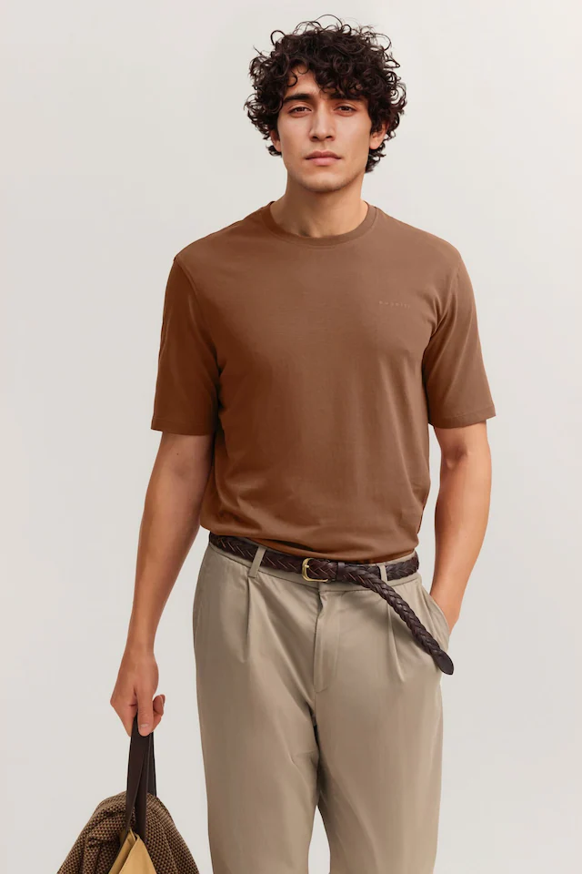 bugatti T-Shirt »Basic« aus Baumwolle Modern Fit Rundhals