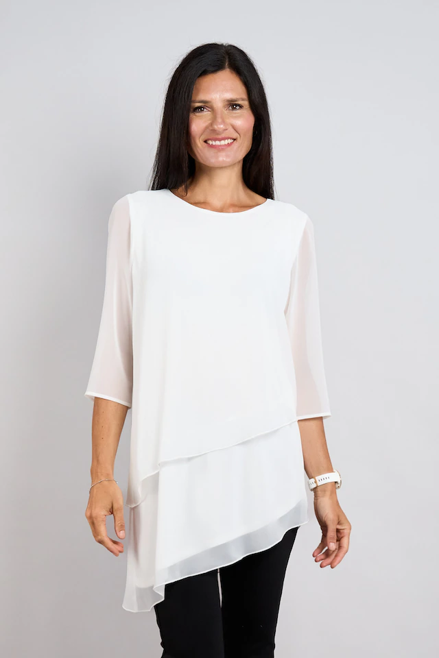 Seidel Moden Longbluse 3/4-Arm im Lagen-Look / asymmetrischer Schnitt / MADE IN GERMANY