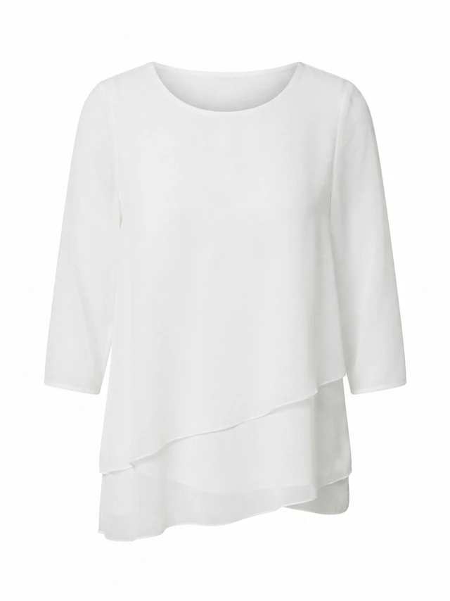 Seidel Moden Longbluse 3/4-Arm im Lagen-Look / asymmetrischer Schnitt / MADE IN GERMANY