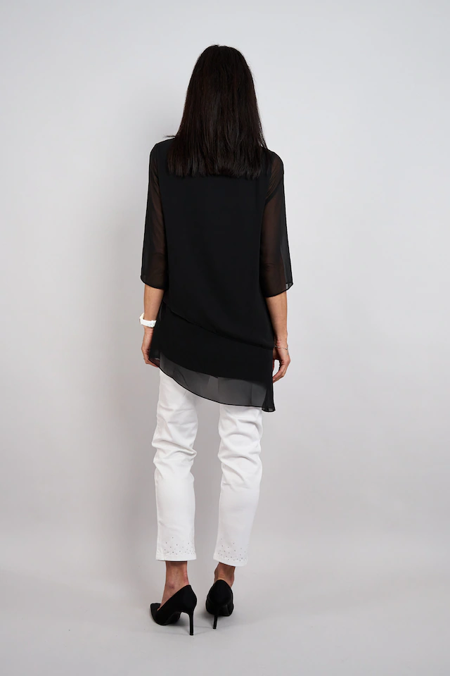 Seidel Moden Longbluse 3/4-Arm im Lagen-Look / asymmetrischer Schnitt / MADE IN GERMANY