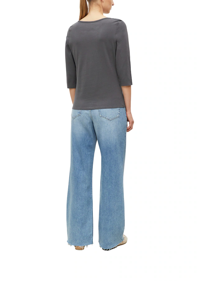 s.Oliver 3/4-Arm-Shirt mit U-Boot-Ausschnitt / Baumwolle