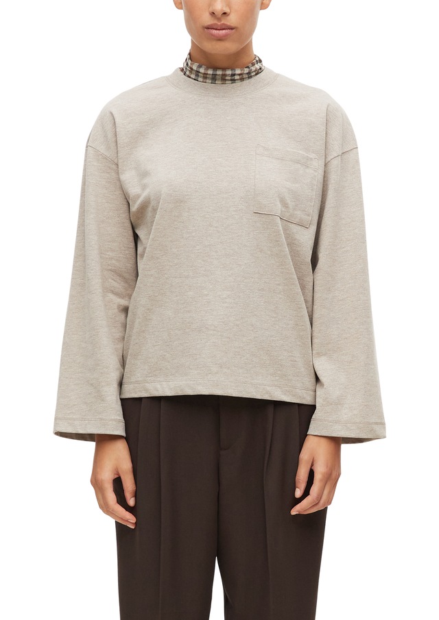 s.Oliver Rundhalsshirt Langarmshirt / Sweatshirt mit Brusttasche / Weite Arme