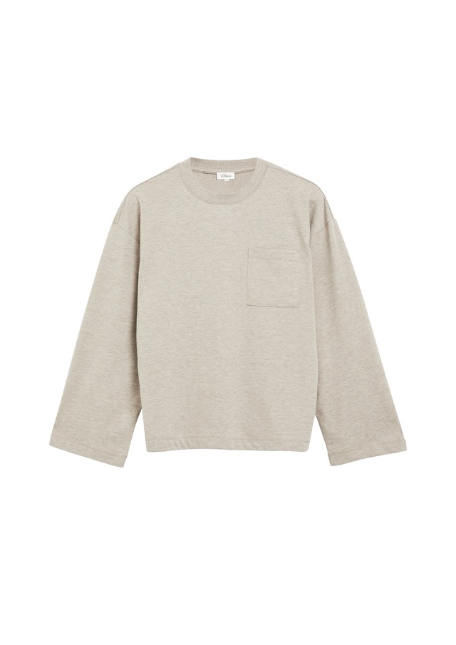 s.Oliver Rundhalsshirt Langarmshirt / Sweatshirt mit Brusttasche / Weite Arme